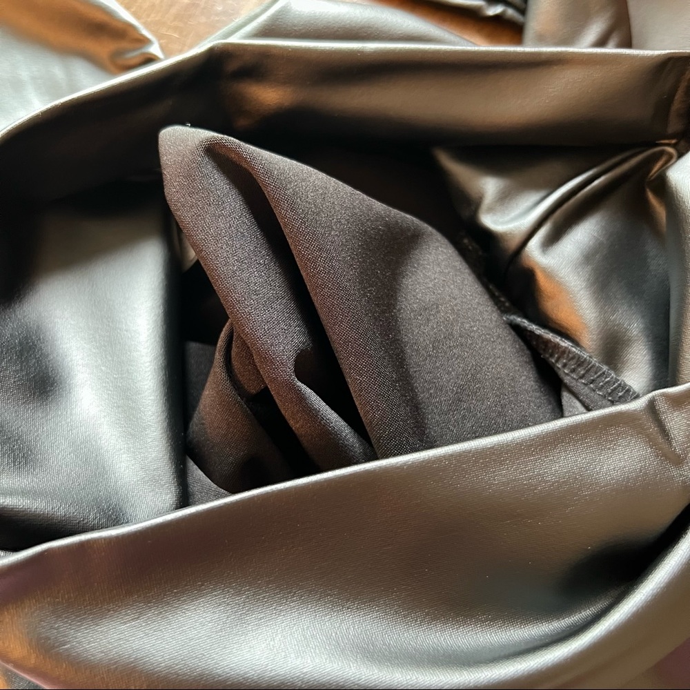 SMALL Black Faux Leather High Waisted Leggings - Picture 3 of 10